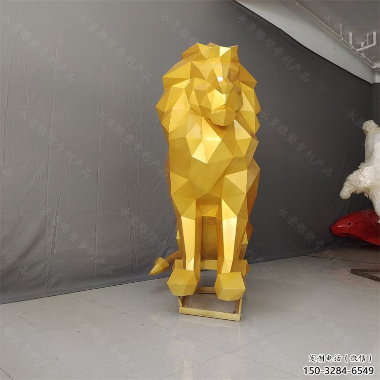 切面獅子雕塑承接，鍛造工藝，不銹鋼獅子雕塑訂做
