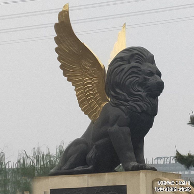 金屬獅子雕塑通用，城市雕塑，大型飛獅雕塑指用