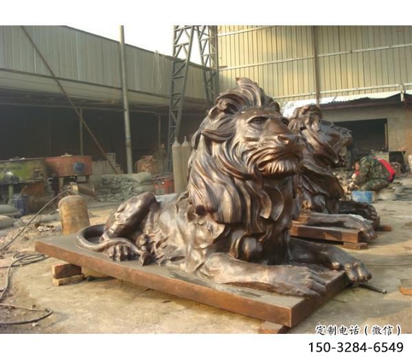 雕塑獅子景觀精選，中式工藝，園林趴獅雕塑供給
