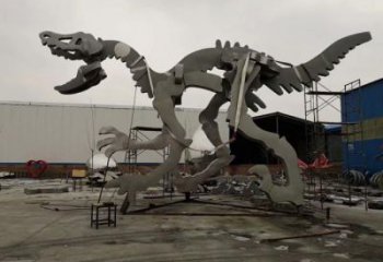 金屬恐龍雕塑制作，陸地擺件，廣場恐龍骨架雕塑制造商