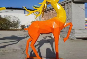 景觀小鹿雕塑承接，景區案例，公園烤漆小鹿雕塑定制