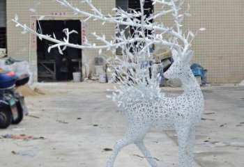 花園梅花鹿雕塑批發(fā)，標(biāo)識(shí)雕塑，展示鏤空梅花鹿雕塑