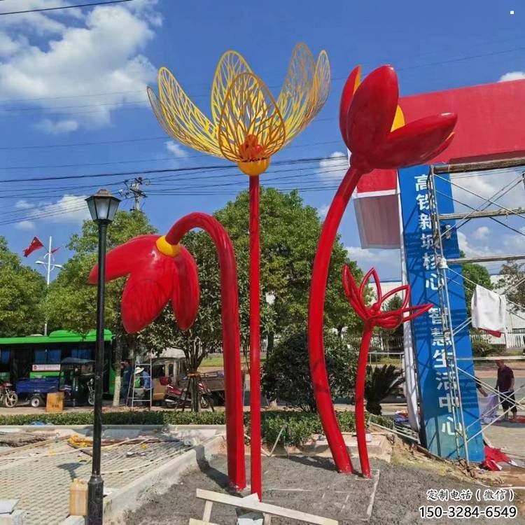 郁金香雕塑訂做，室外軟裝，不銹鋼郁金香雕塑廠(chǎng)