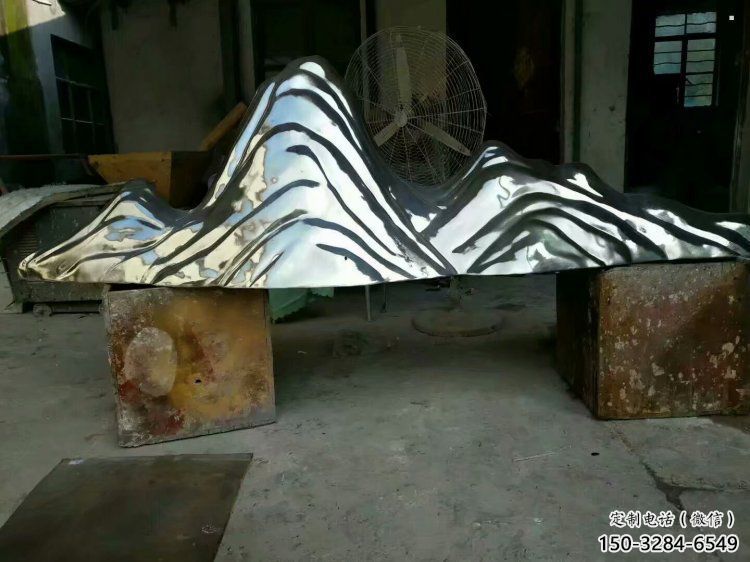 小區假山雕塑，拉絲景觀雕塑，抽象效果