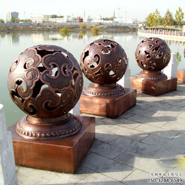 鏤空球雕塑生產，鋼管組合，烤漆鏤空球雕塑廠家