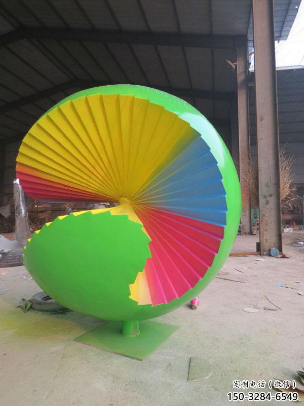 花紋球雕塑廠家，彩鋼制作，大型不銹鋼花紋球雕塑定做