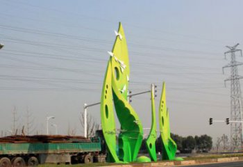 樹葉雕塑選用，建筑標(biāo)識(shí)雕塑，烤漆樹葉雕塑廠家