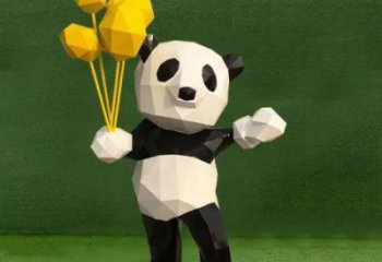 烤漆熊貓雕塑制造商，室外軟裝，卡通熊貓雕塑制作廠家