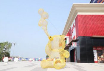 大型熊貓雕塑制作，花園小品，鏤空熊貓雕塑廠家