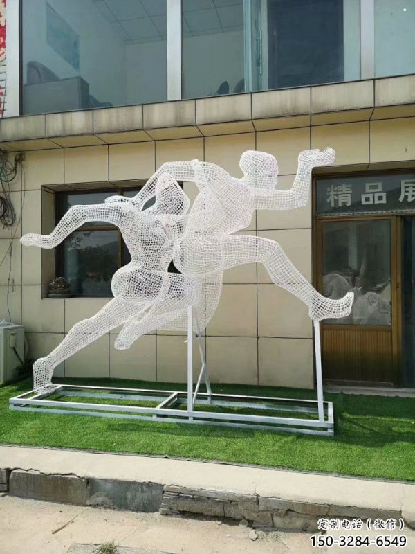 四平鏤空體育雕塑供求，白鋼構(gòu)件，鐵藝人物雕塑觀賞型