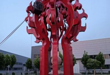 長春火球雕塑，精神堡壘火球雕塑落地展示