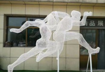 通化鏤空跨欄雕塑制造商，透雕雕塑，鐵藝體育人物雕塑供給