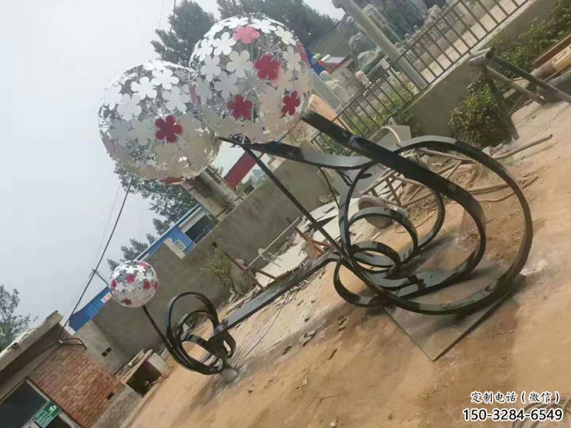 賀蘭大型蒲公英坐凳雕塑，現(xiàn)代元素設(shè)計，不銹鋼坐凳雕塑
