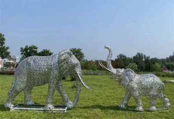 玉溪鏤空大象雕塑制造商，動物擺件，透雕大象雕塑定制