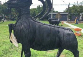 大渡口輪胎山羊雕塑供應，公園雕塑，鑄銅輪胎羊雕塑供求